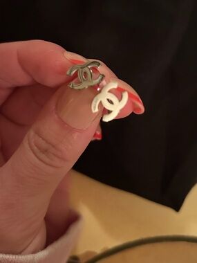 Silver CC Logo Stud Earrings | Never Worn | Box Included